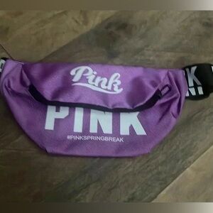 NWOT purple pink logo spring break waist  bag